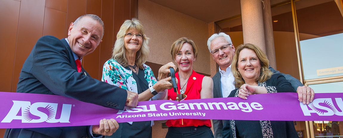 ASU Gammage VIPs cutting Grand Reopening Ribbon