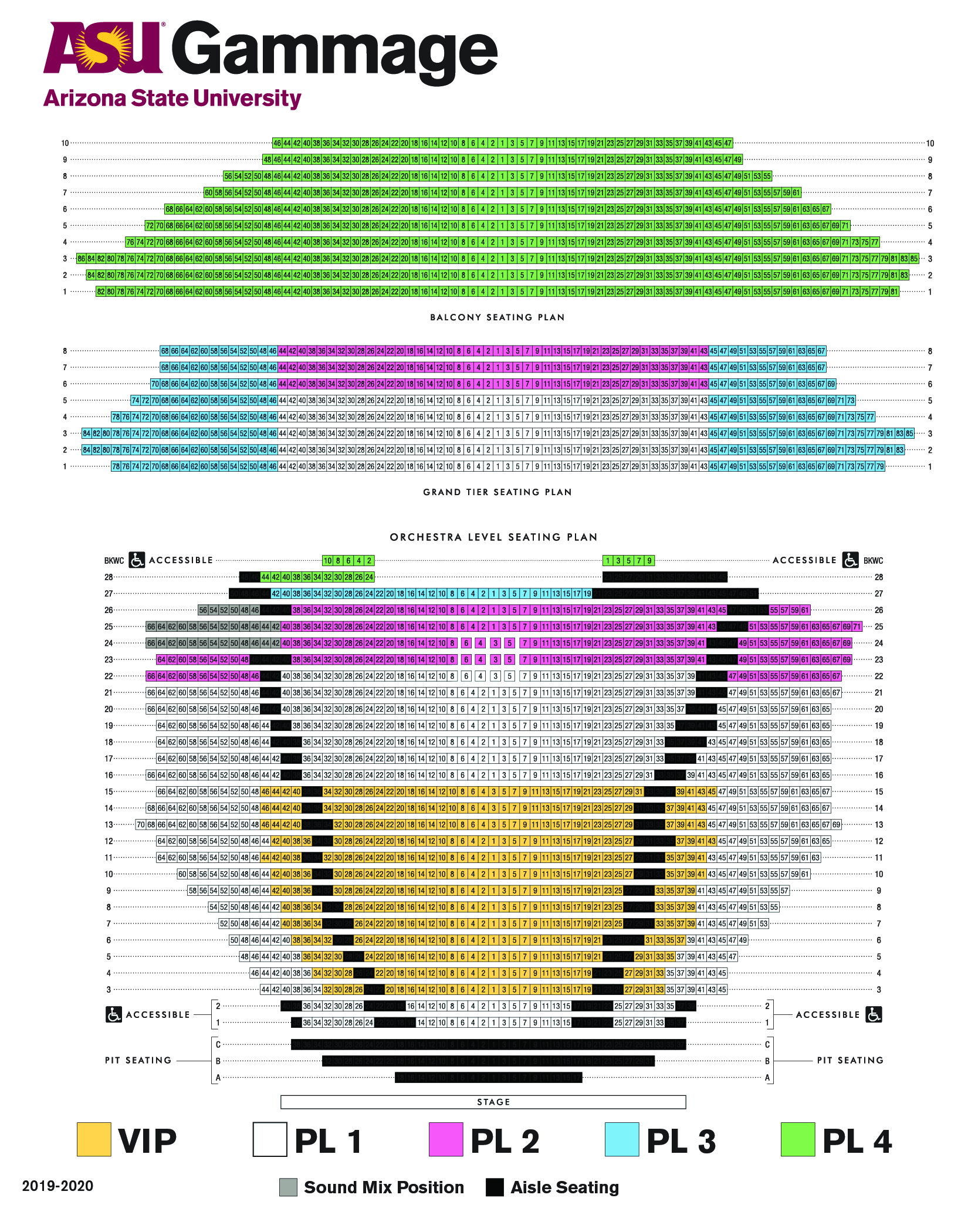 Tempe Gammage Seating Chart | Printable Templates Free