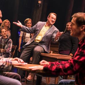 Nick Duckart, Kevin Carolan, Andrew Samonsky and Company in the First North American Tour of COME FROM AWAY, Photo by Matthew Murphy