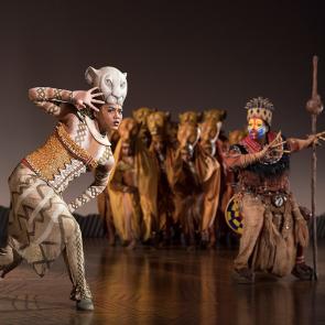 Nia Holloway as Nala, Buyi Zama as Rafiki and The Lionesses in THE LION KING North American Tour©_Disney
