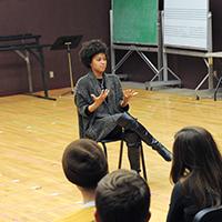 ASU Alumni Alexandra Cube talking to ASU students